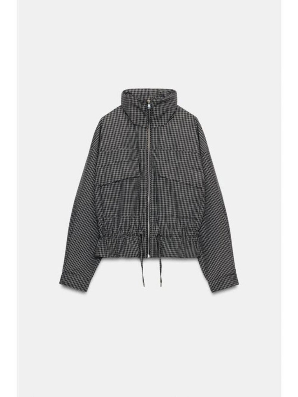 ZARA QUILTED CHECK STAND-UP COLLAR JACKET 6318/267/084